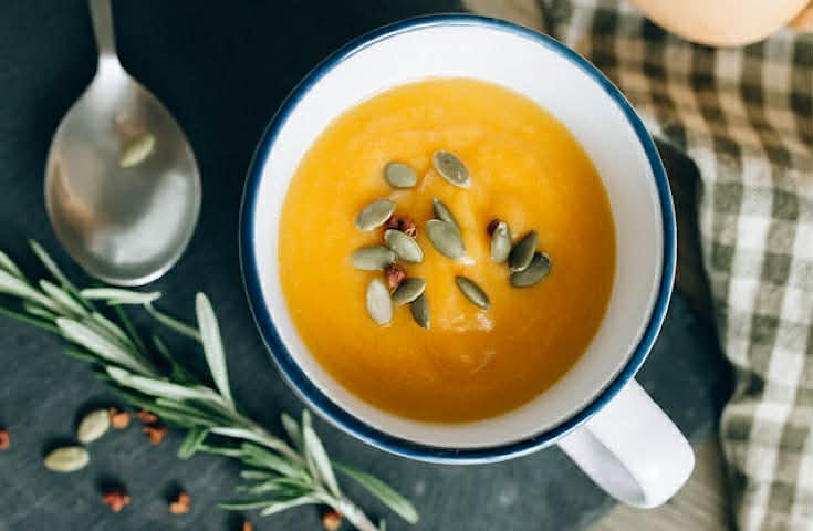 Creamy Pumpkin Soup with Coconut Milk with Fresh Bouillon